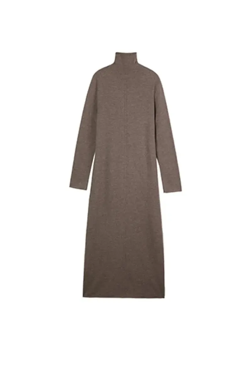 100 Wool Long Sleeve Crewneck Maxi Sweater Dress