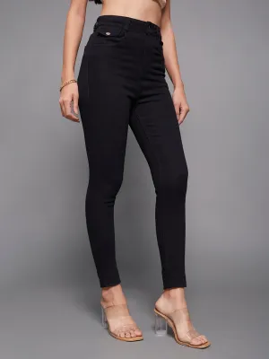 24/7 comfort Women's Black Skinny High Rise Clean Look Regular-Length Stretchable Denim Jeans