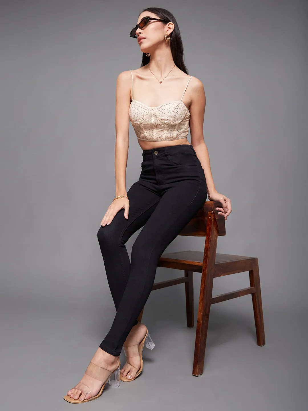 24/7 comfort Women's Black Skinny High Rise Clean Look Regular-Length Stretchable Denim Jeans