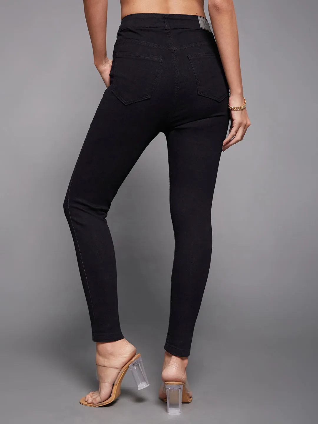 24/7 comfort Women's Black Skinny High Rise Clean Look Regular-Length Stretchable Denim Jeans