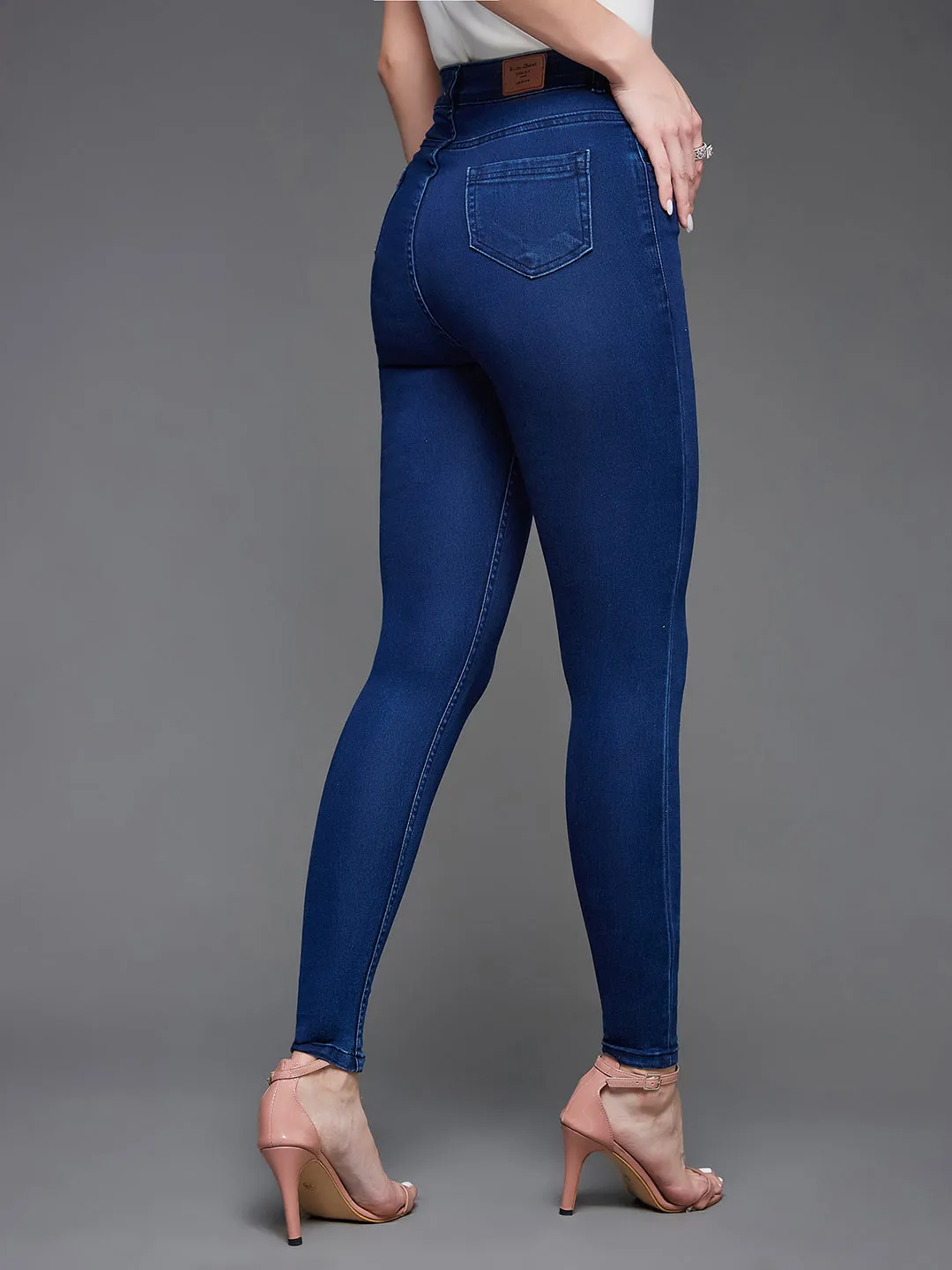 24/7 Comfort Women's Navy Blue Skinny High Rise Stretchable Denim Jeans