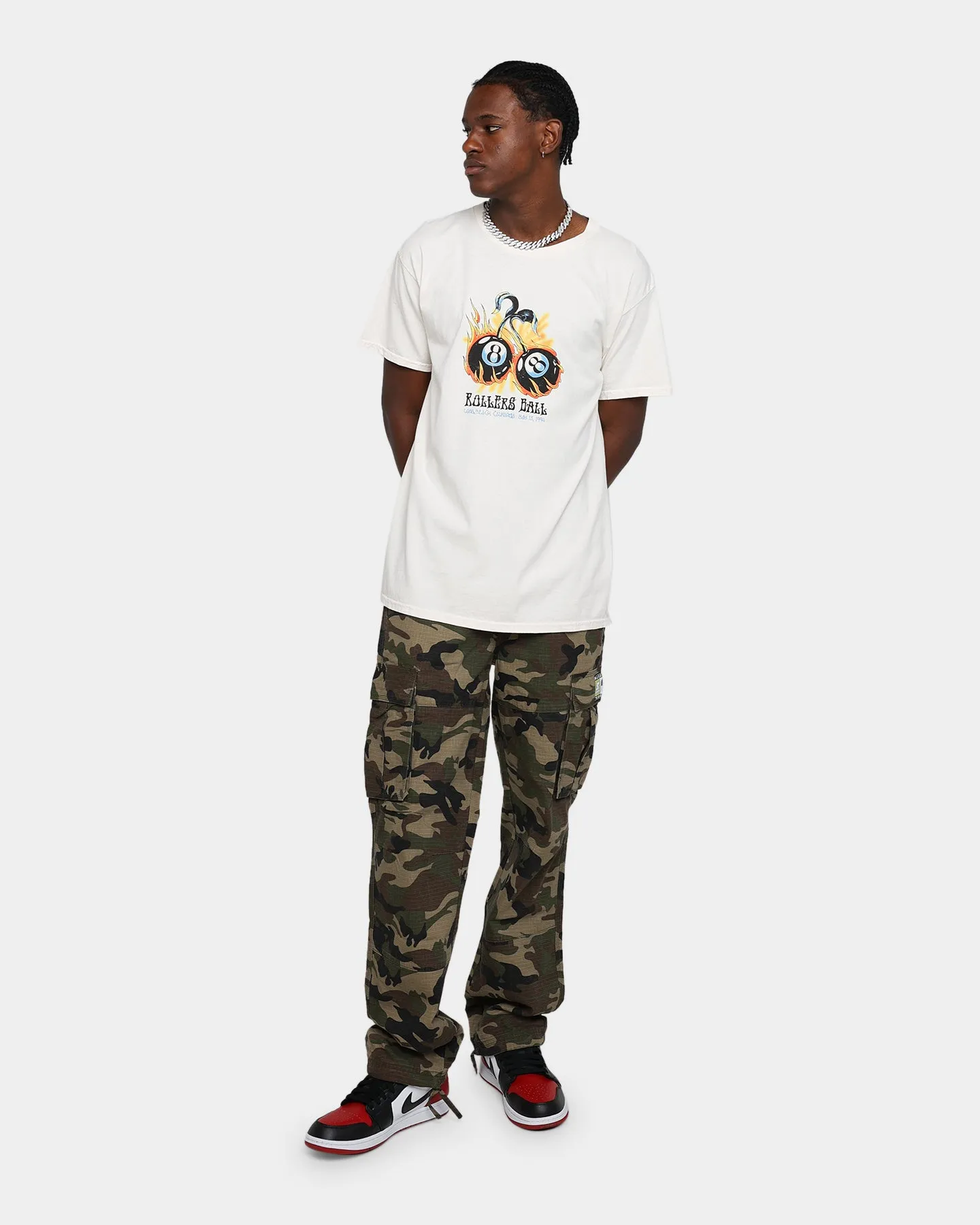American Thrift Rollars Ball Thrifted Vintage T-Shirt Off White