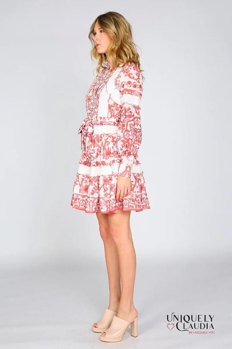 Anabella Smocking Detail Mini Dress