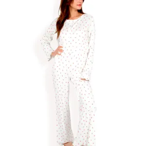 Anna-Kaci Women's Floral Print 2-Piece Pajama Set with Long Sleeve Top and Elastic Waist Relaxed Fit Pants
