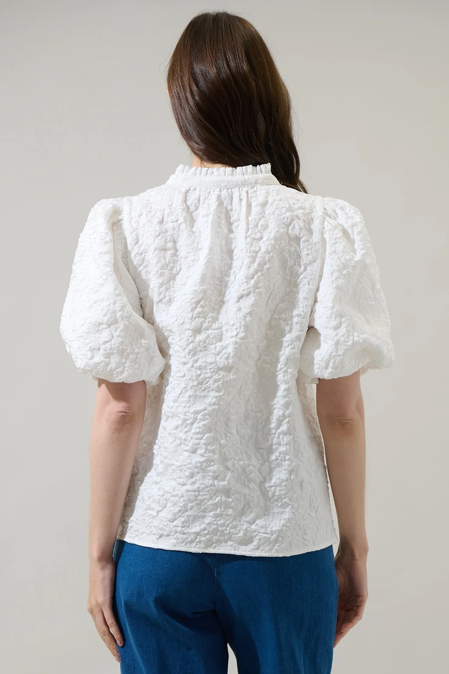 Arielle Jacquard Split Neck Top