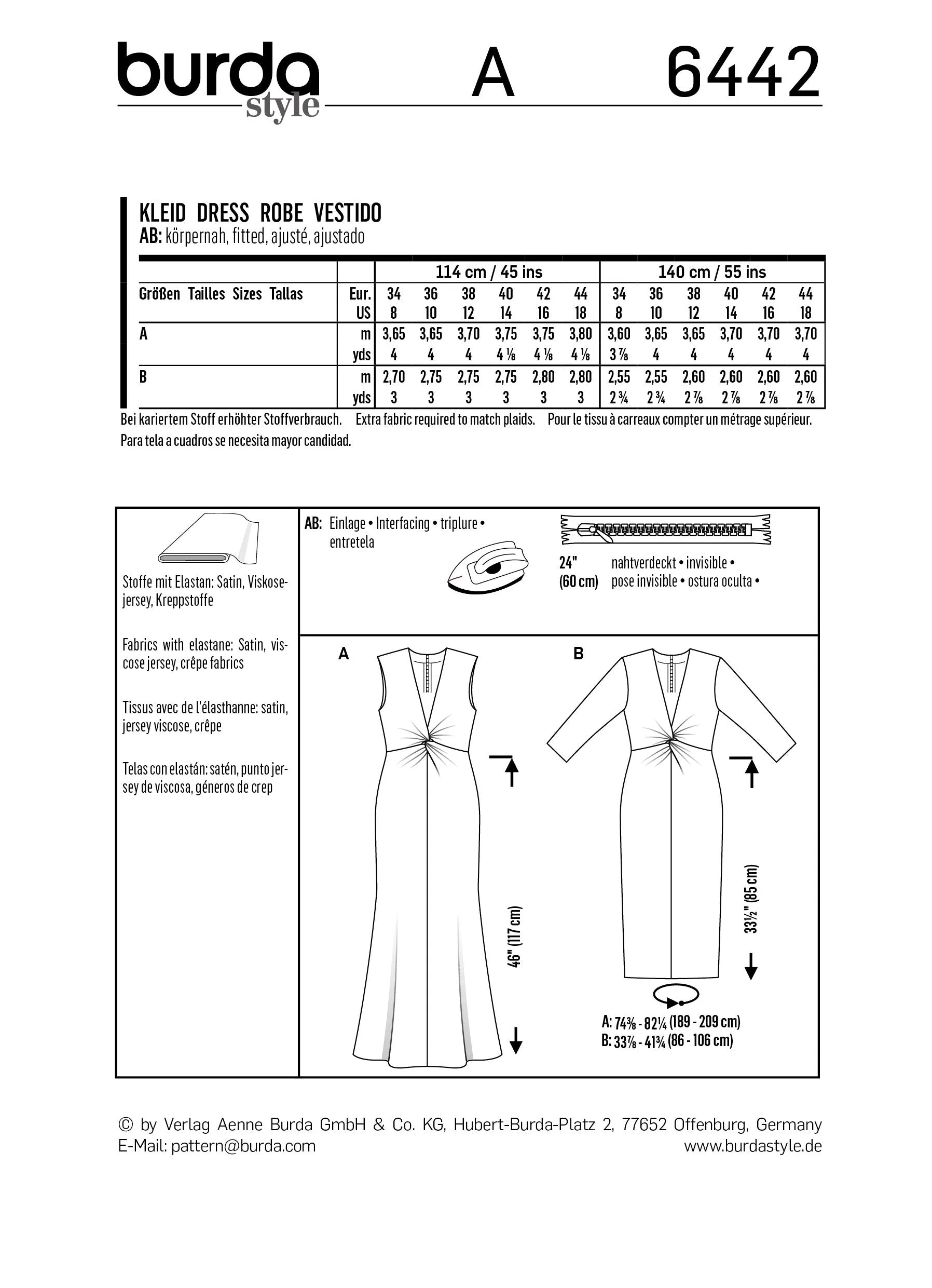 BD6442 Evening Dress Pattern | V Neck