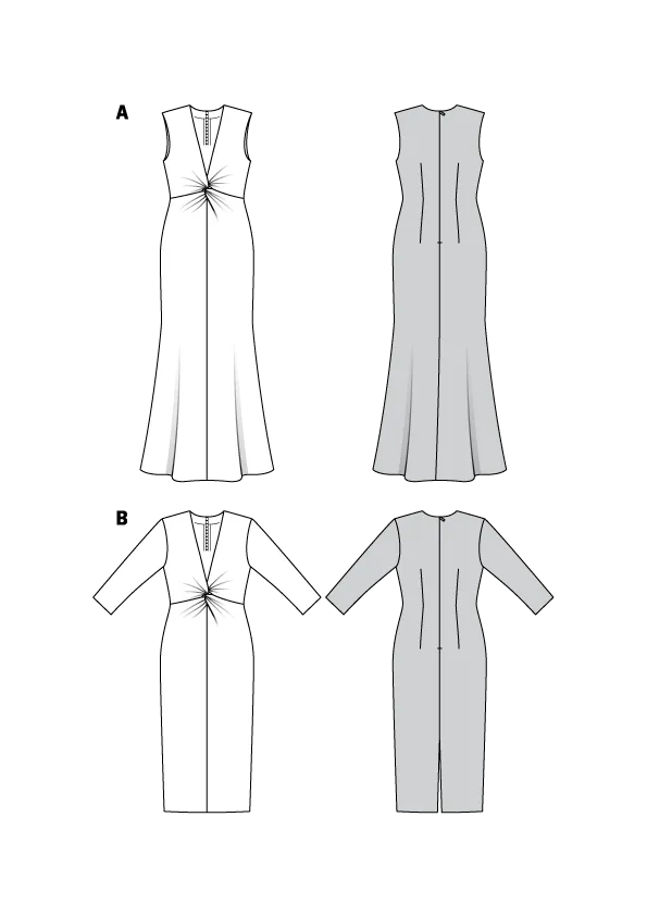 BD6442 Evening Dress Pattern | V Neck