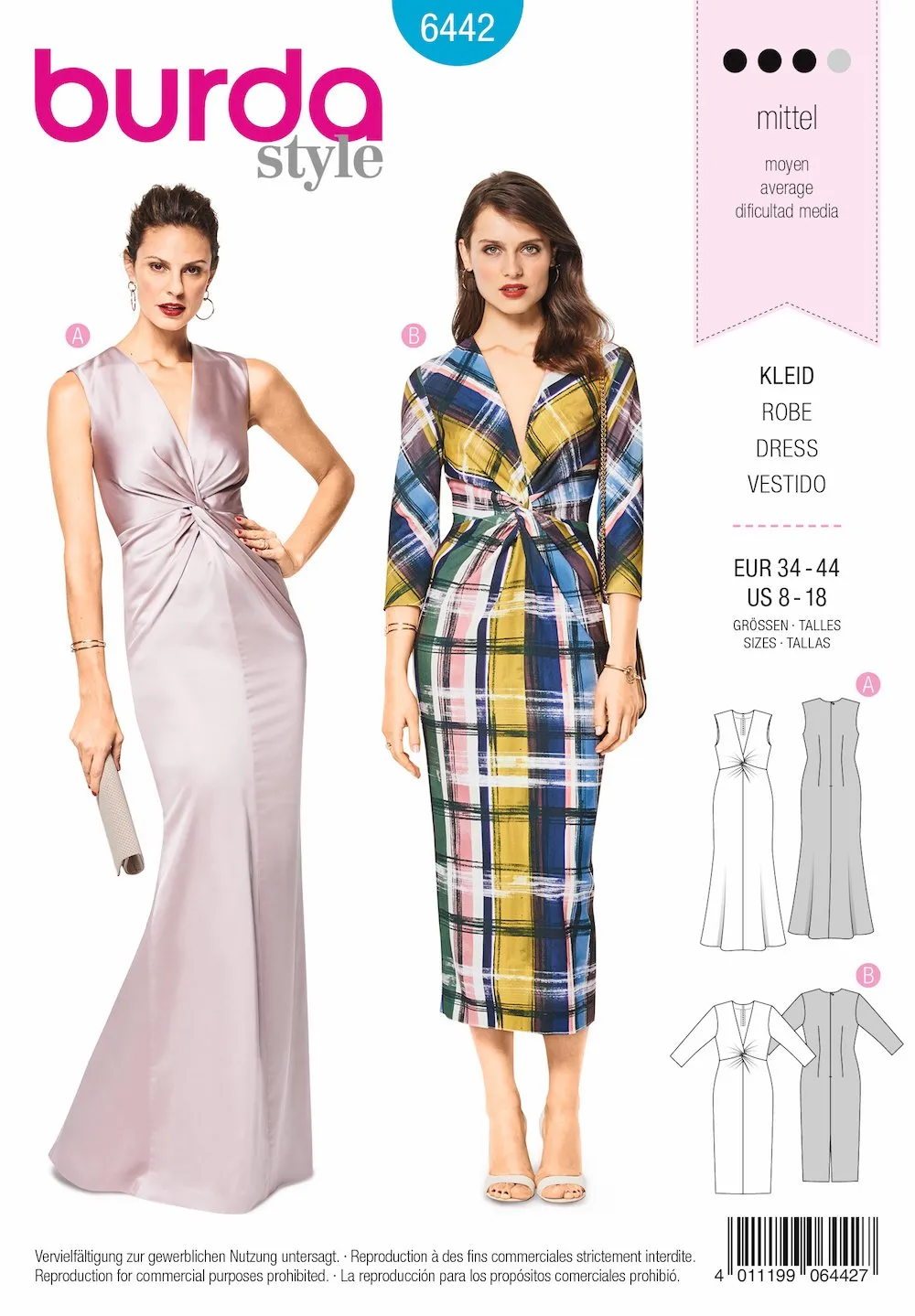 BD6442 Evening Dress Pattern | V Neck