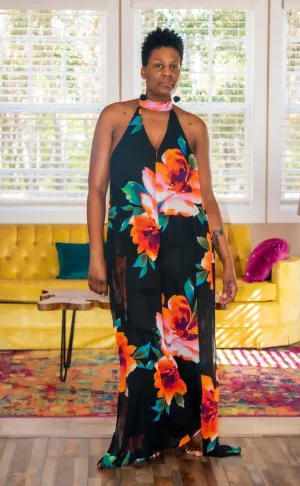 Black Multi Halter Jumpsuit