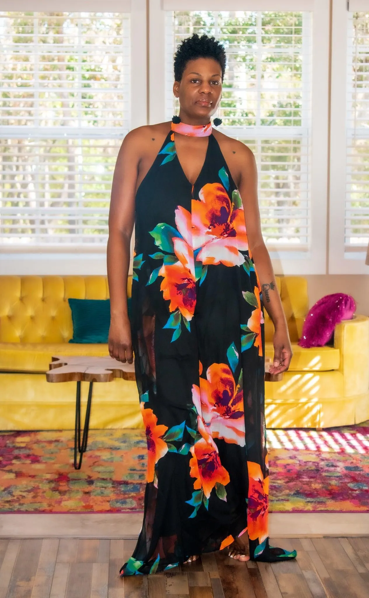 Black Multi Halter Jumpsuit