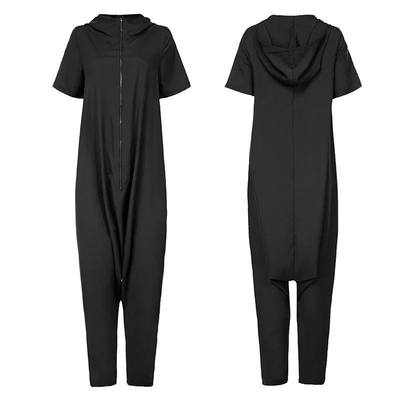 Boho Romper Vintage Short Sleeve with Hood