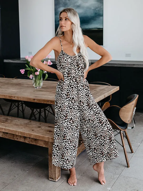 Boho Tie Dye Loose Casual Wide Leg Jumpsuit, On Sale