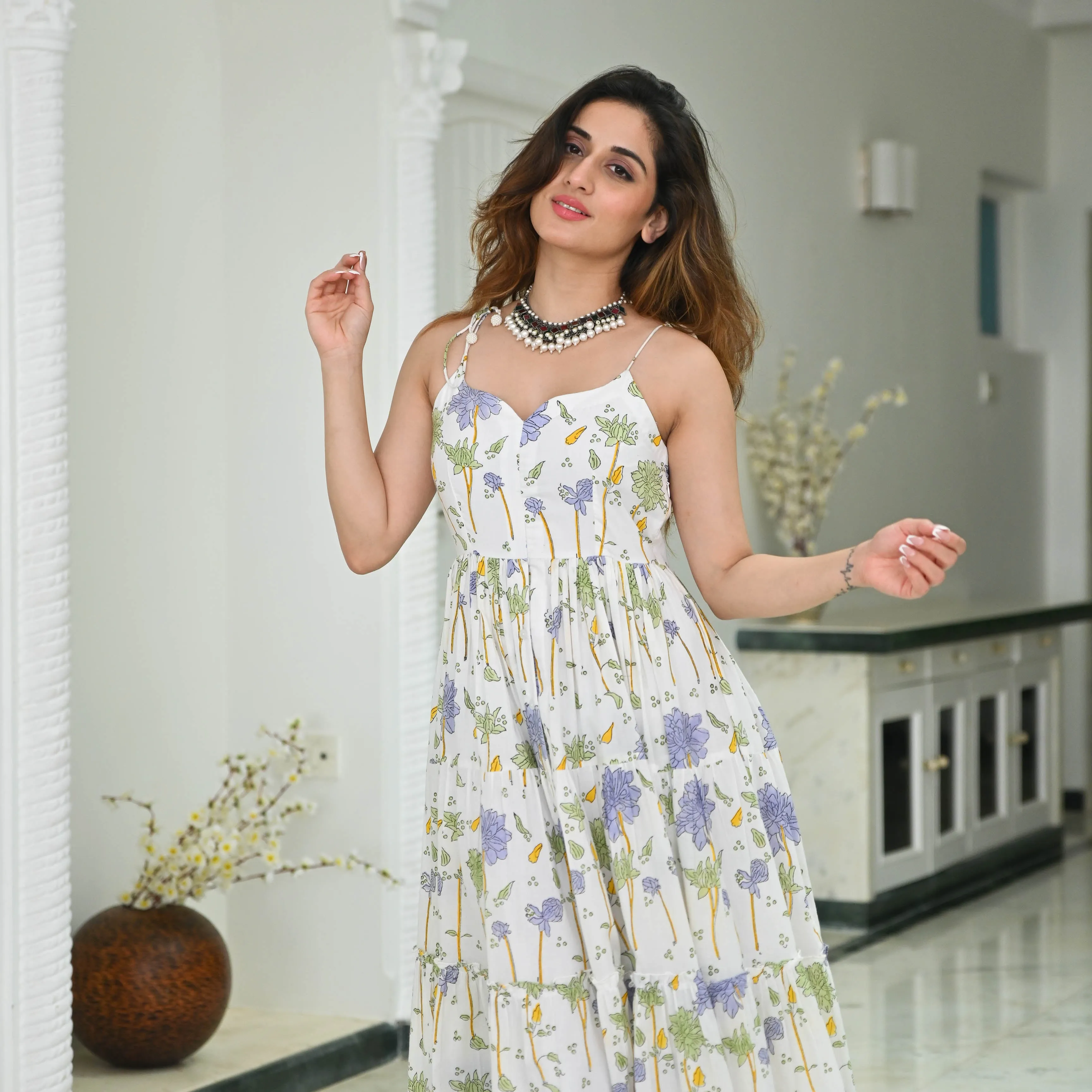Bunaai Floral Jaal Printed Cotton Dress