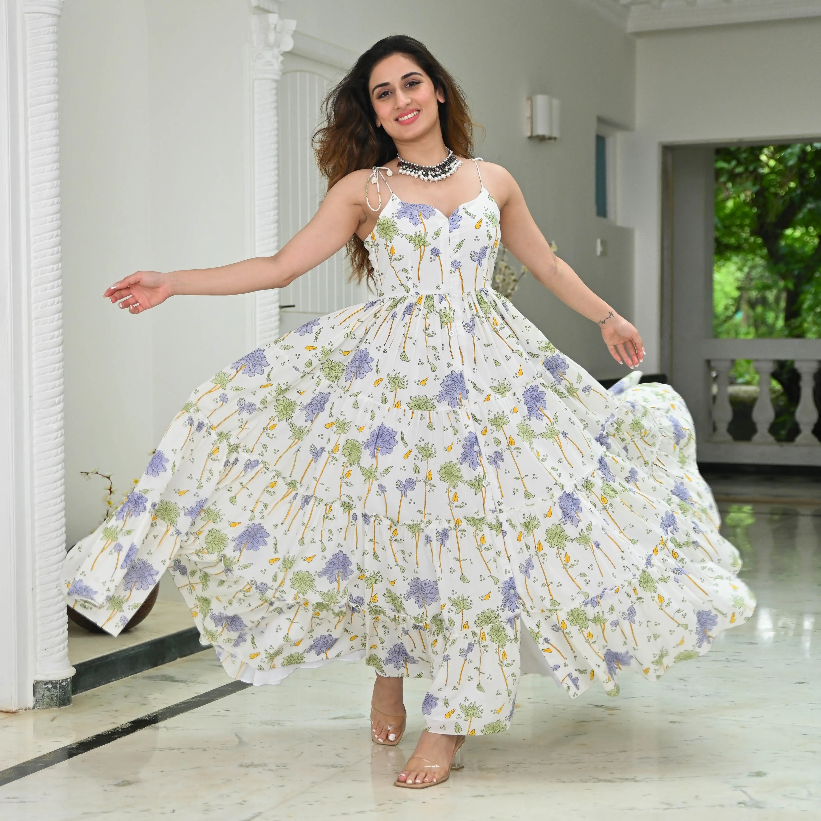 Bunaai Floral Jaal Printed Cotton Dress