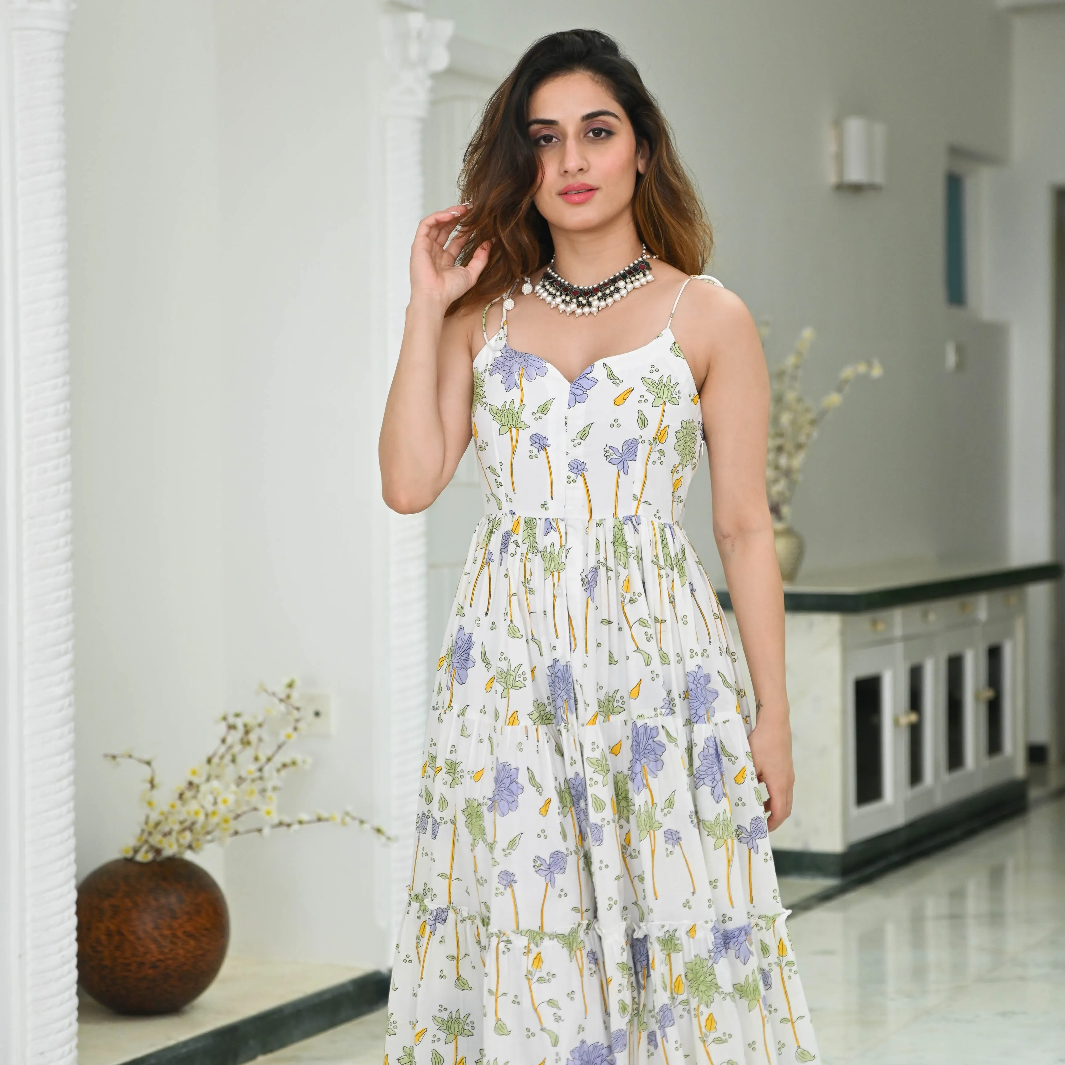 Bunaai Floral Jaal Printed Cotton Dress