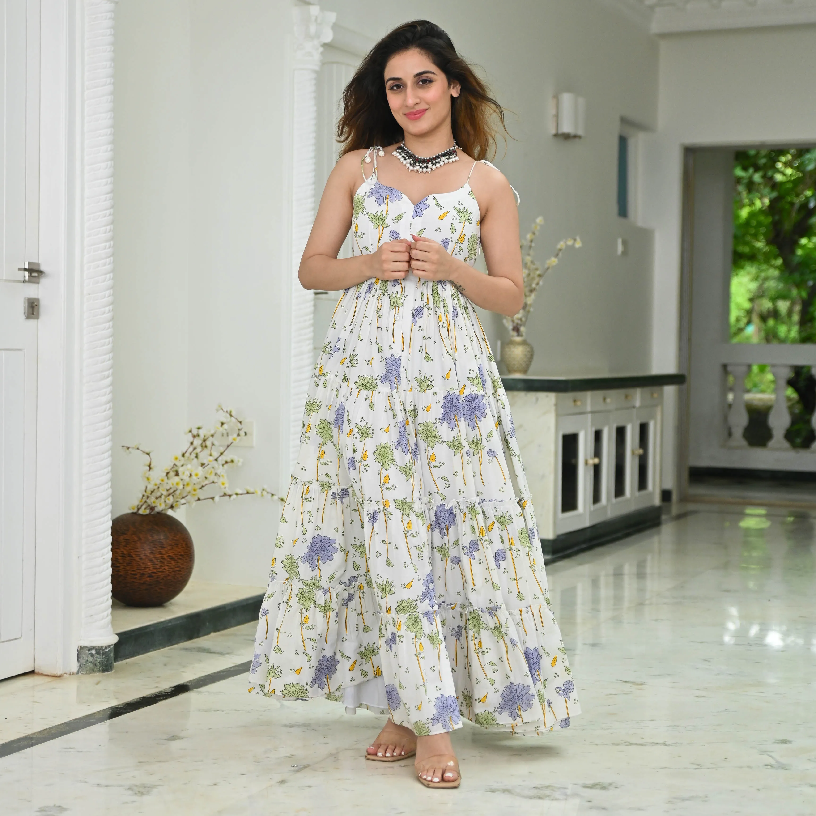 Bunaai Floral Jaal Printed Cotton Dress