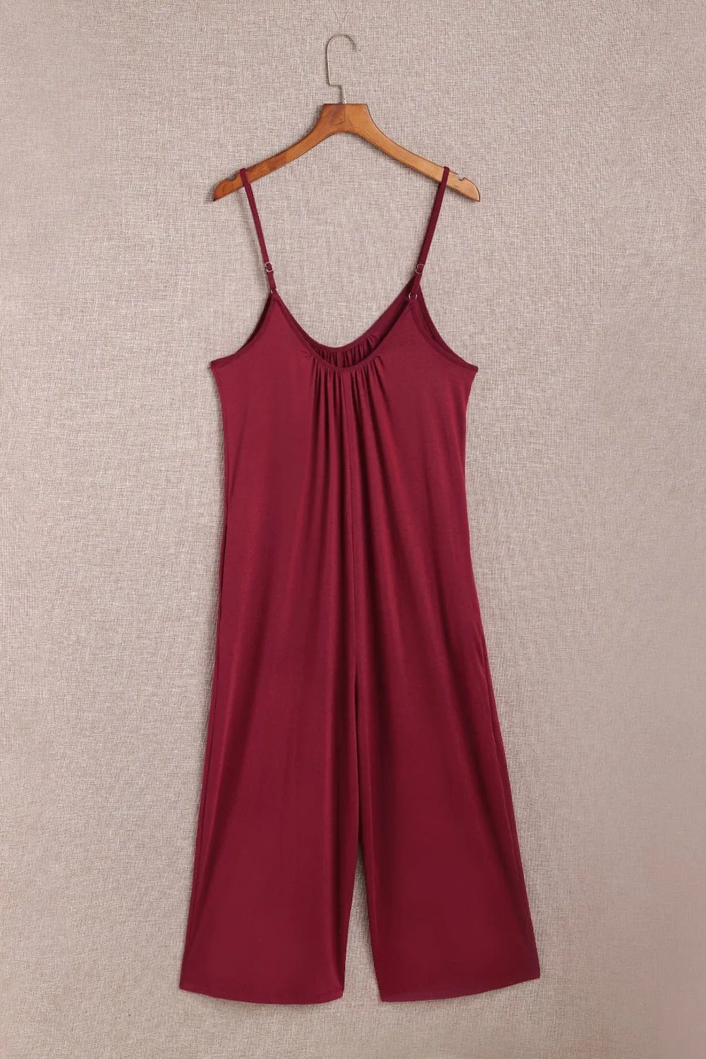 Burgundy Pocket Wide Leg Jumpsuit