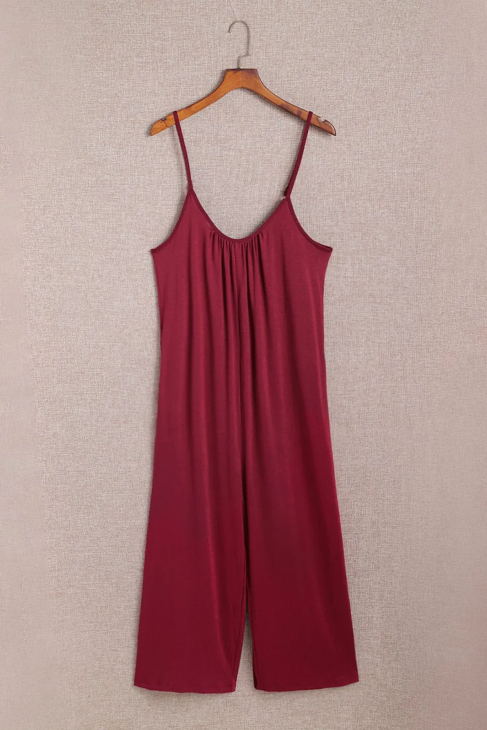Burgundy Pocket Wide Leg Jumpsuit
