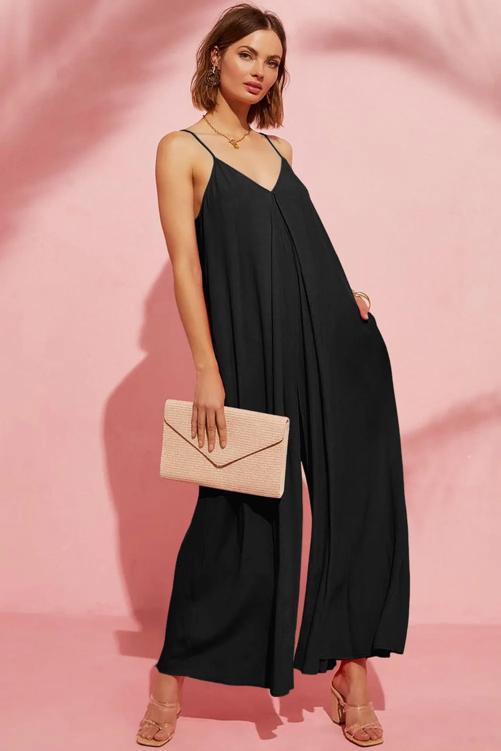 Burgundy Pocket Wide Leg Jumpsuit