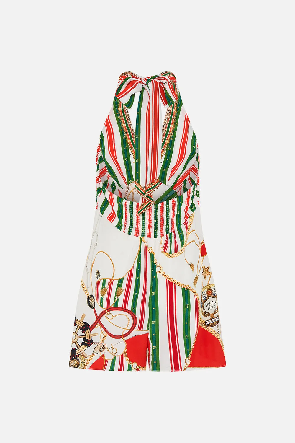 BUTTON FRONT HALTER PLAYSUIT SALUTI SUMMERTIME