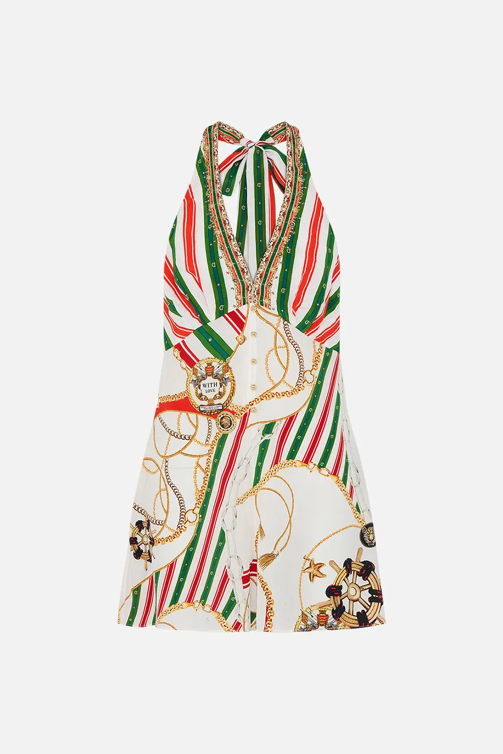 BUTTON FRONT HALTER PLAYSUIT SALUTI SUMMERTIME