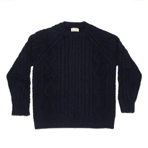 Cable Knit Fisherman Sweater in Navy