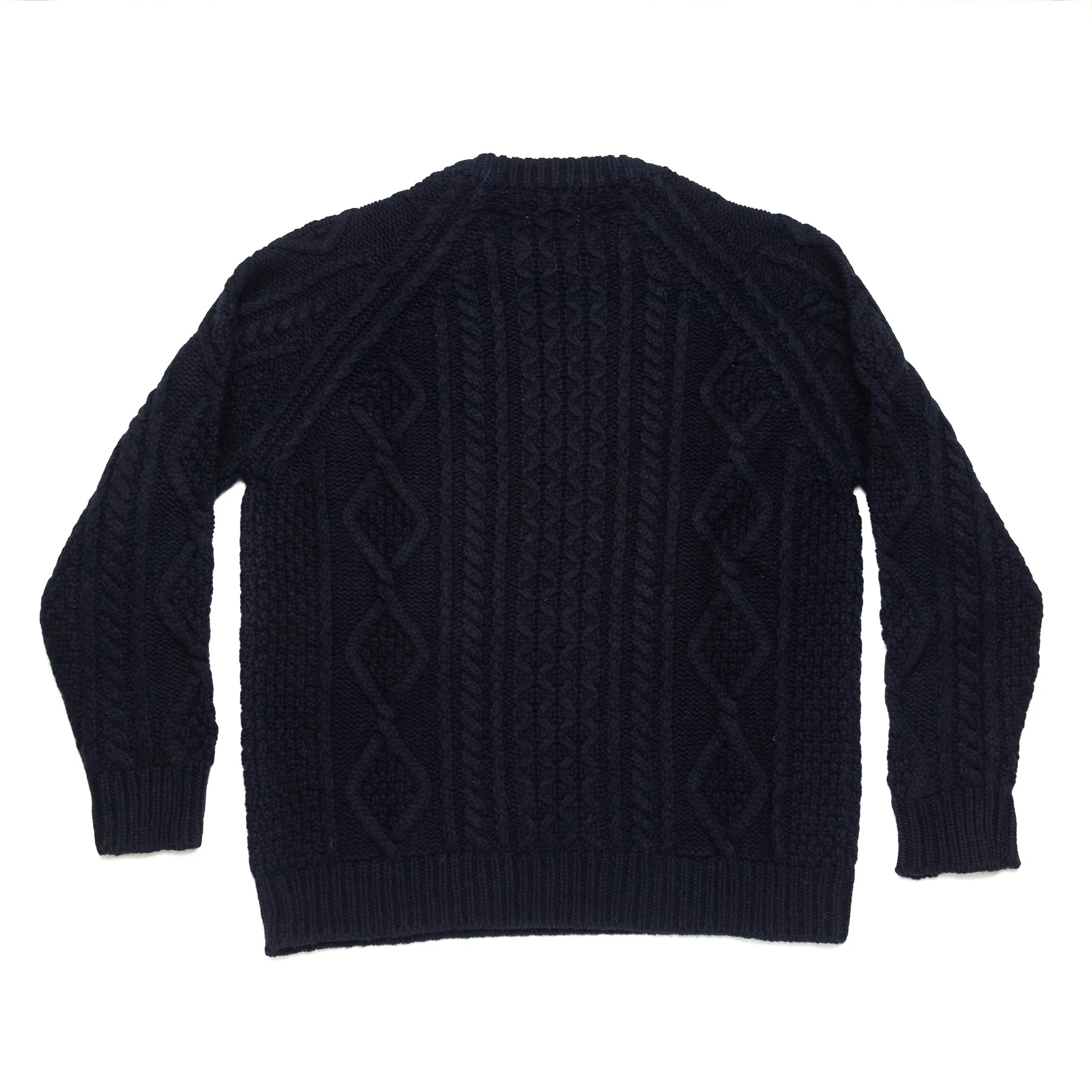 Cable Knit Fisherman Sweater in Navy