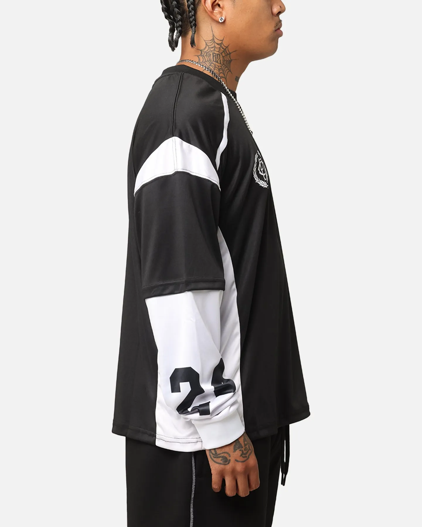 Carre Football Layered Long Sleeve T-Shirt Black/White