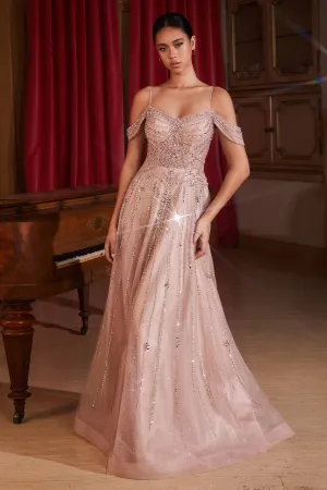 CINDERELLA DIVINE CB147 Embellished A-Line Tulle Gown