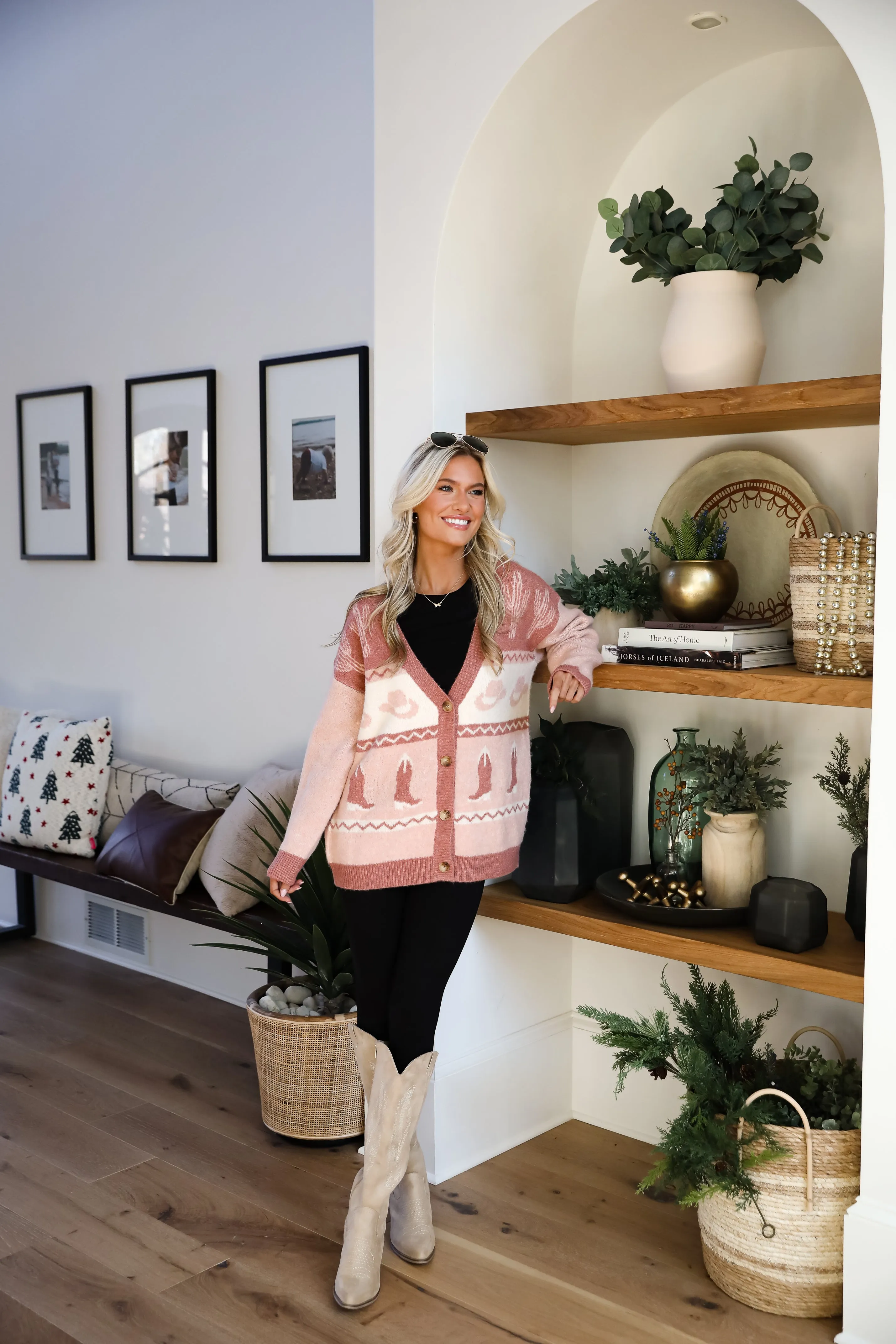 FINAL SALE - Western Vibes Blush Sweater Cardigan