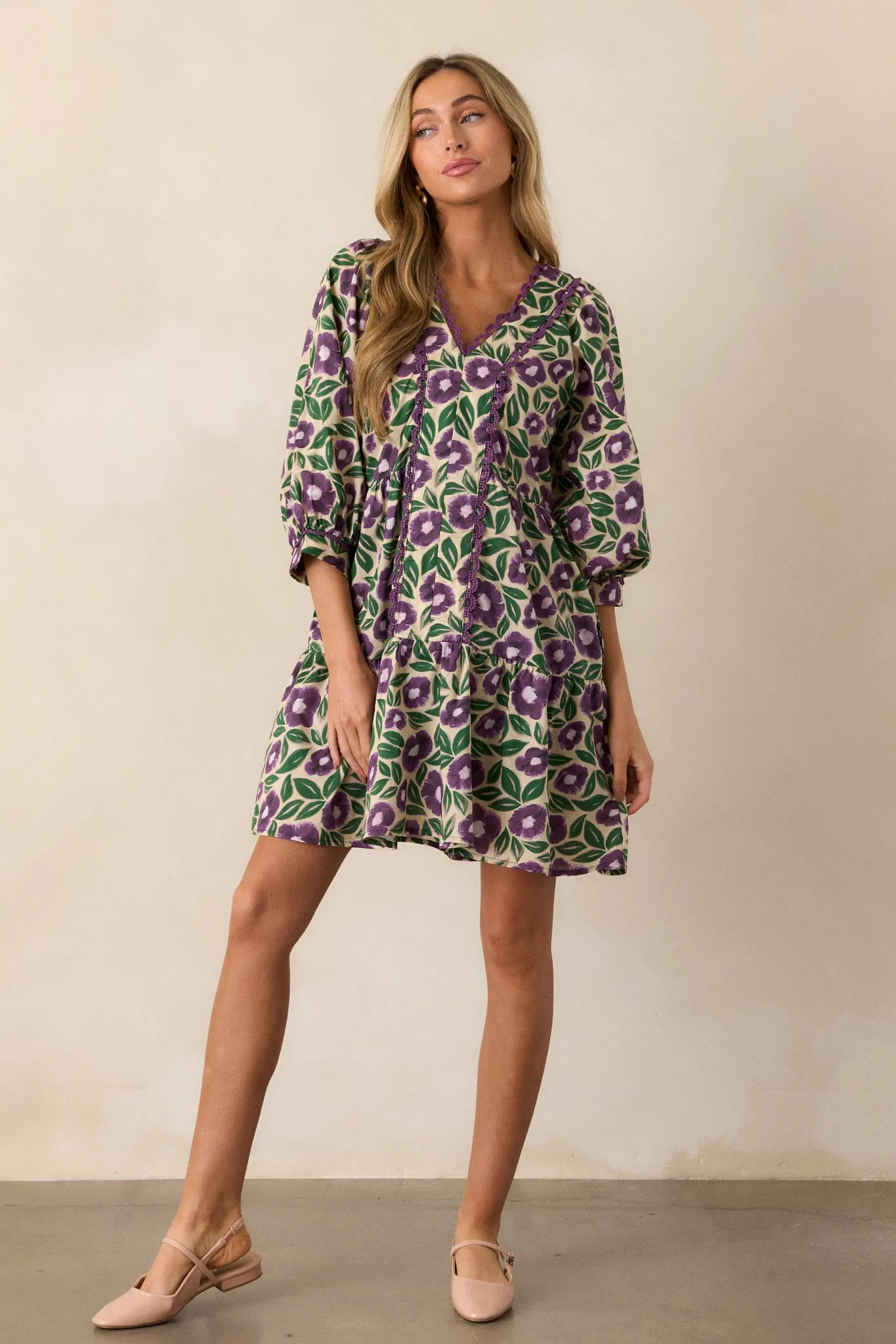 Finding Myself 100% Cotton Purple Floral Mini Dress
