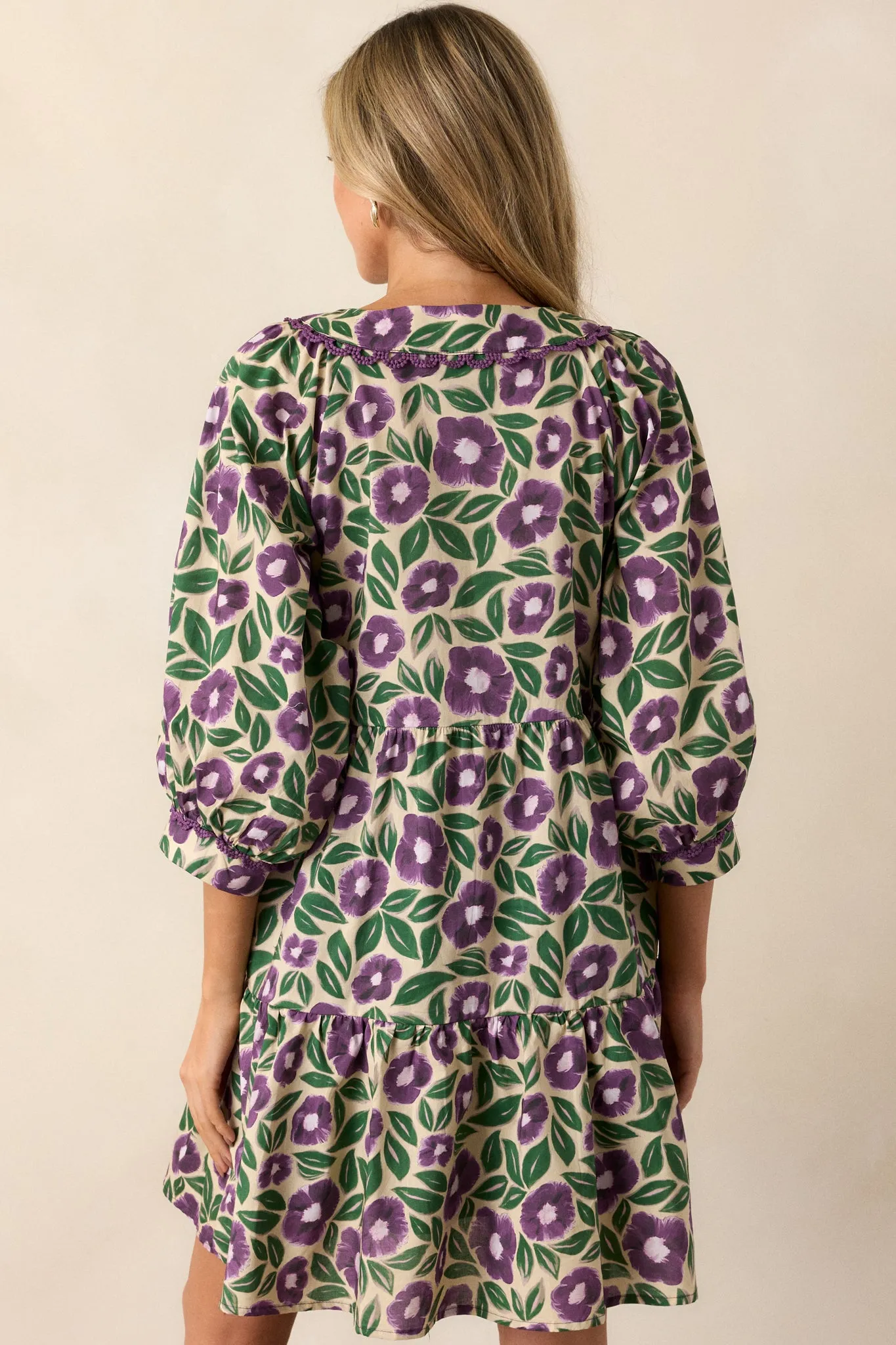 Finding Myself 100% Cotton Purple Floral Mini Dress