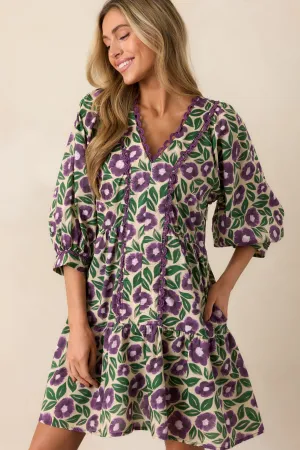 Finding Myself 100% Cotton Purple Floral Mini Dress
