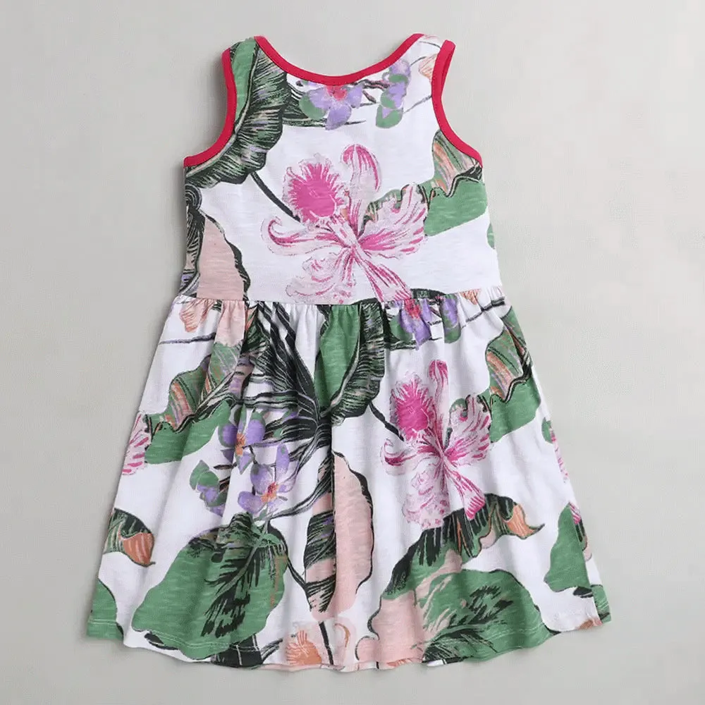 Floral Leaves Printed Dress