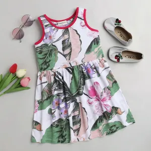 Floral Leaves Printed Dress
