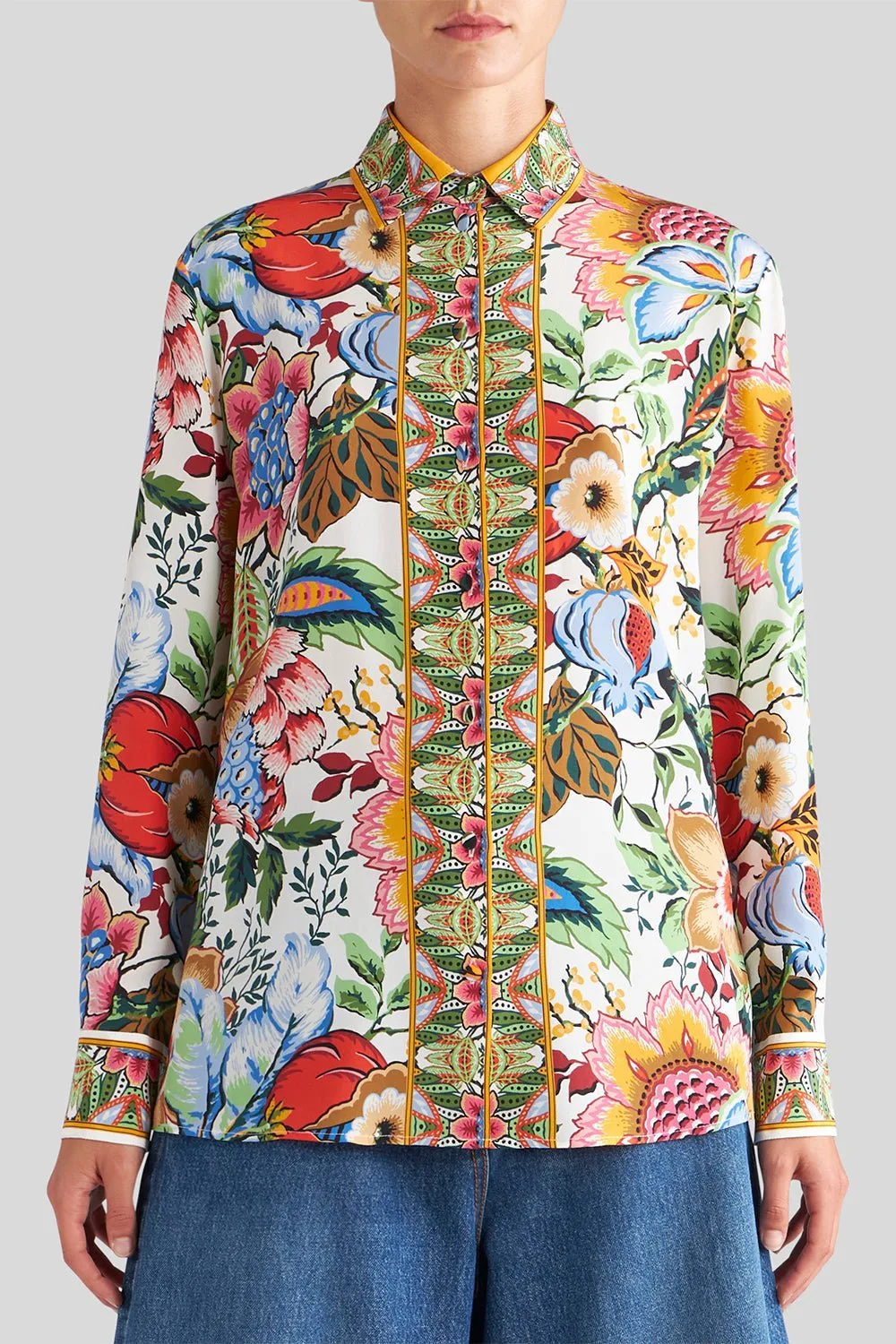 Floral Long Sleeve Button Down Blouse