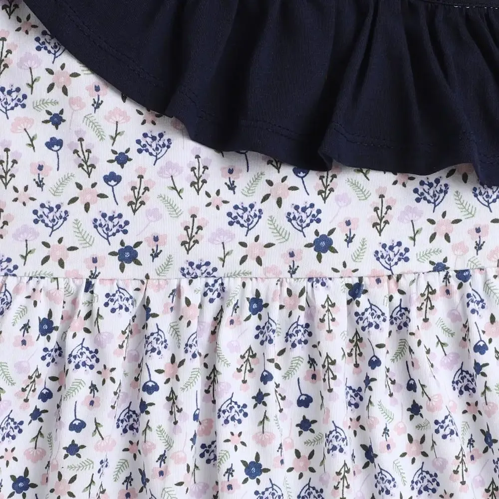 Floral Printed Front Frill Strap Dress