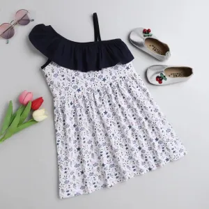 Floral Printed Front Frill Strap Dress
