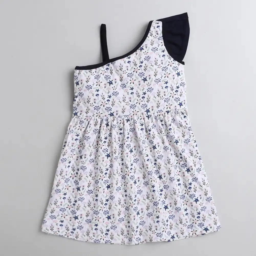 Floral Printed Front Frill Strap Dress