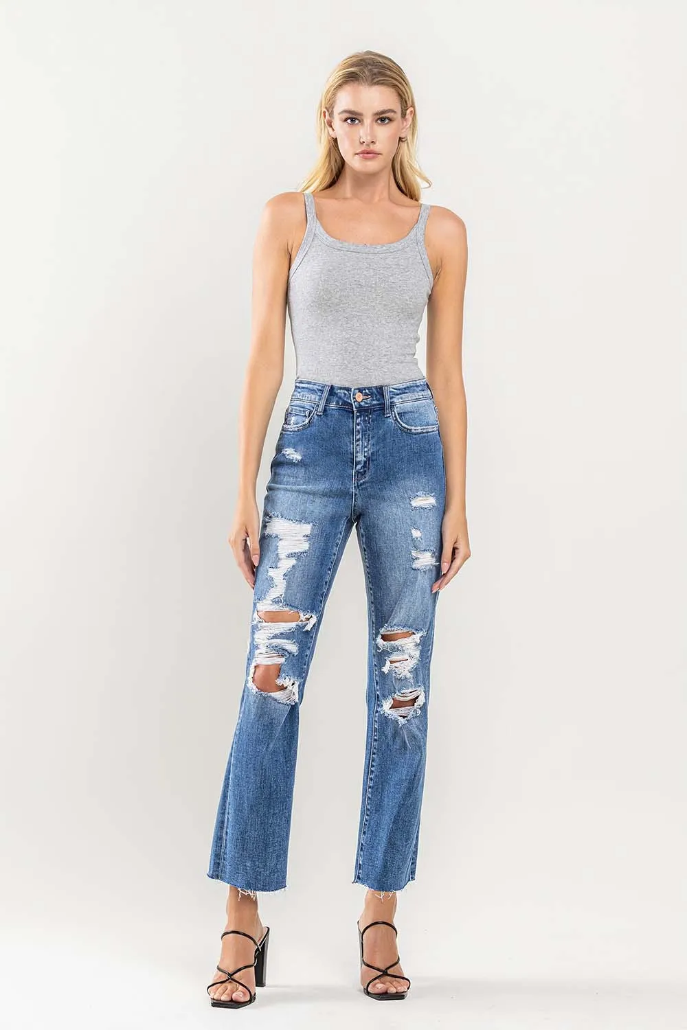 Flying Monkey Distressed High Rise Relaxed Straight Jeans