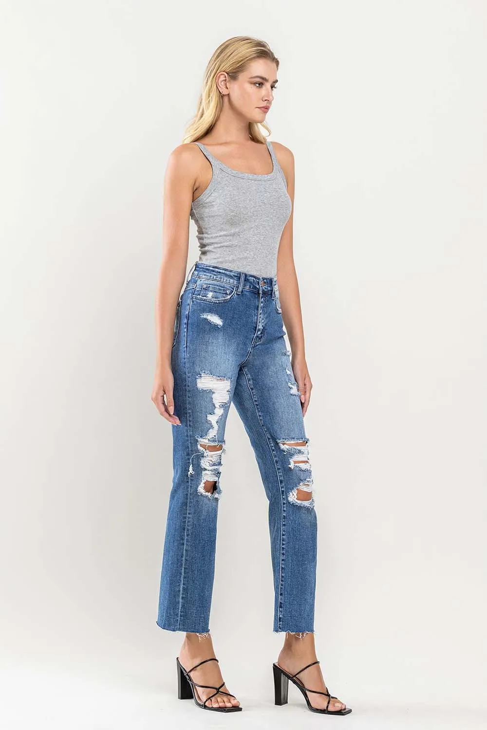 Flying Monkey Distressed High Rise Relaxed Straight Jeans