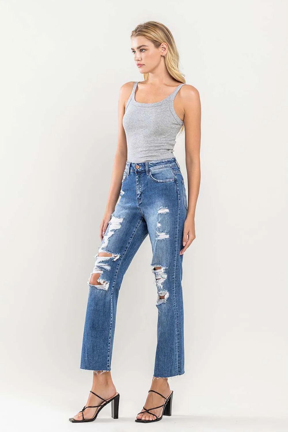 Flying Monkey Distressed High Rise Relaxed Straight Jeans