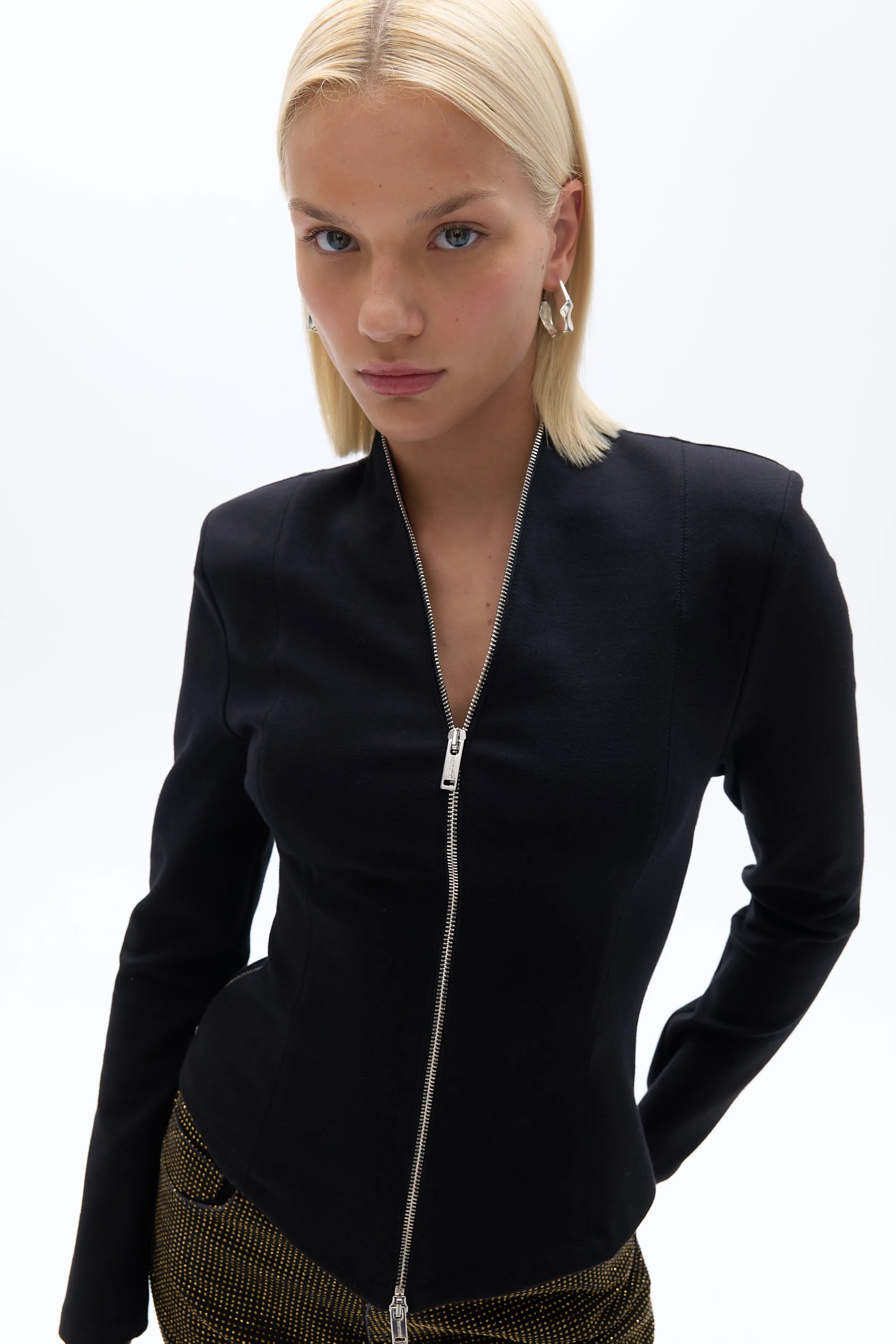 Front Zippered Blouse