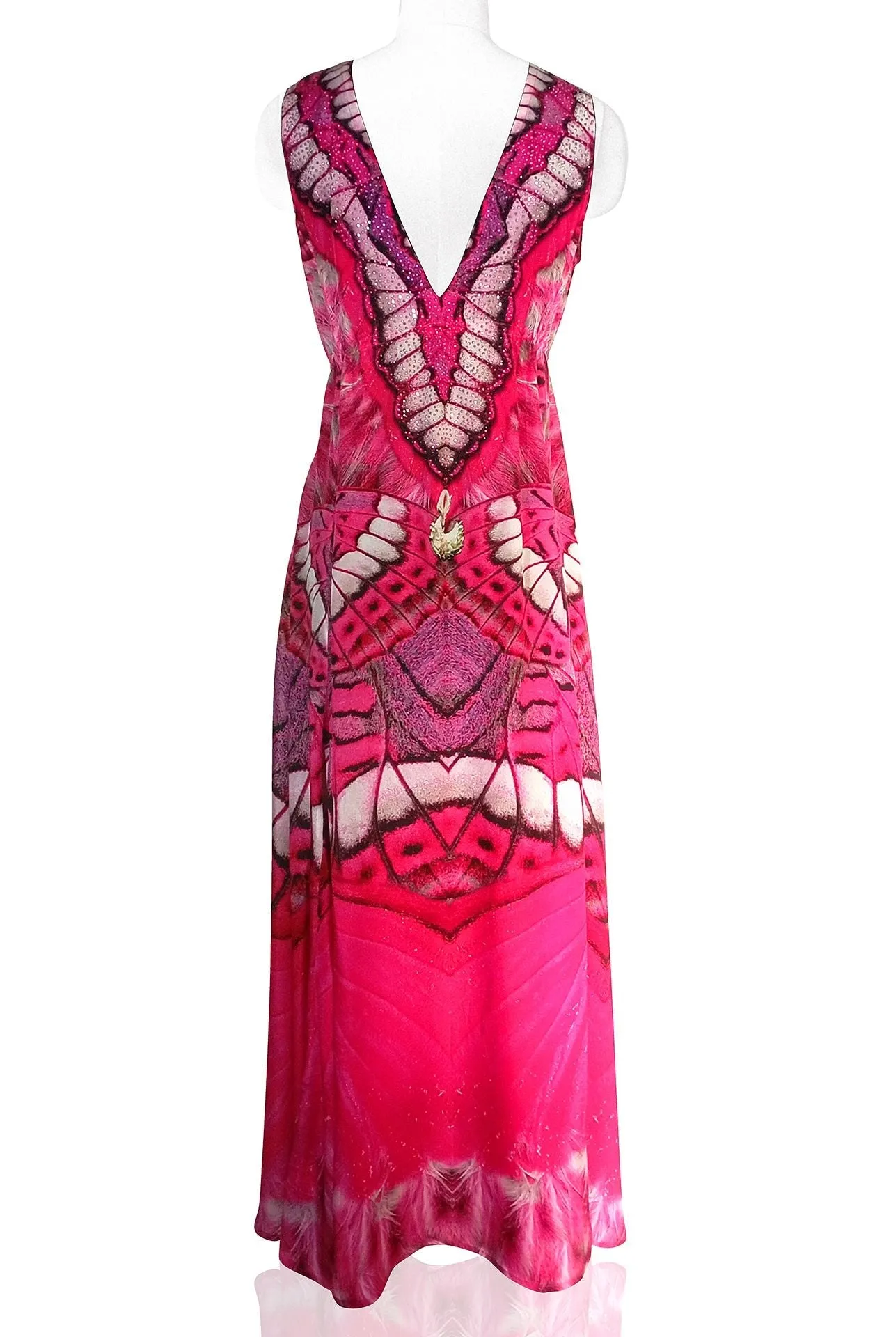 Fuchsia V-neck Maxi Dress