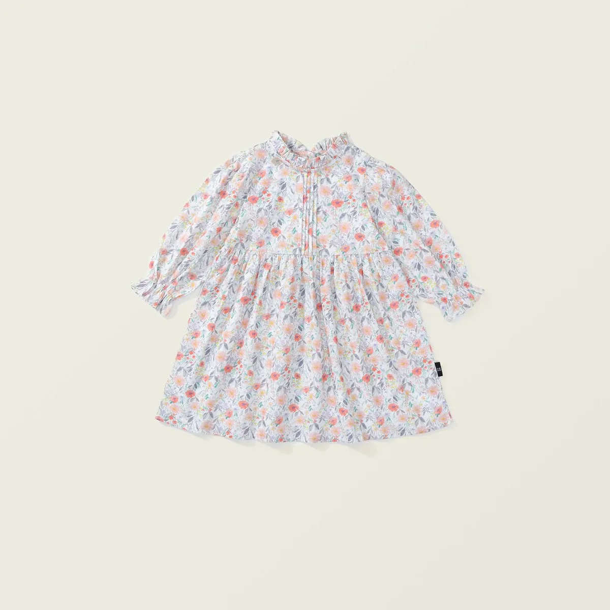 Girls’ Floral Cotton Dress | Vintage Puff Sleeve Charm