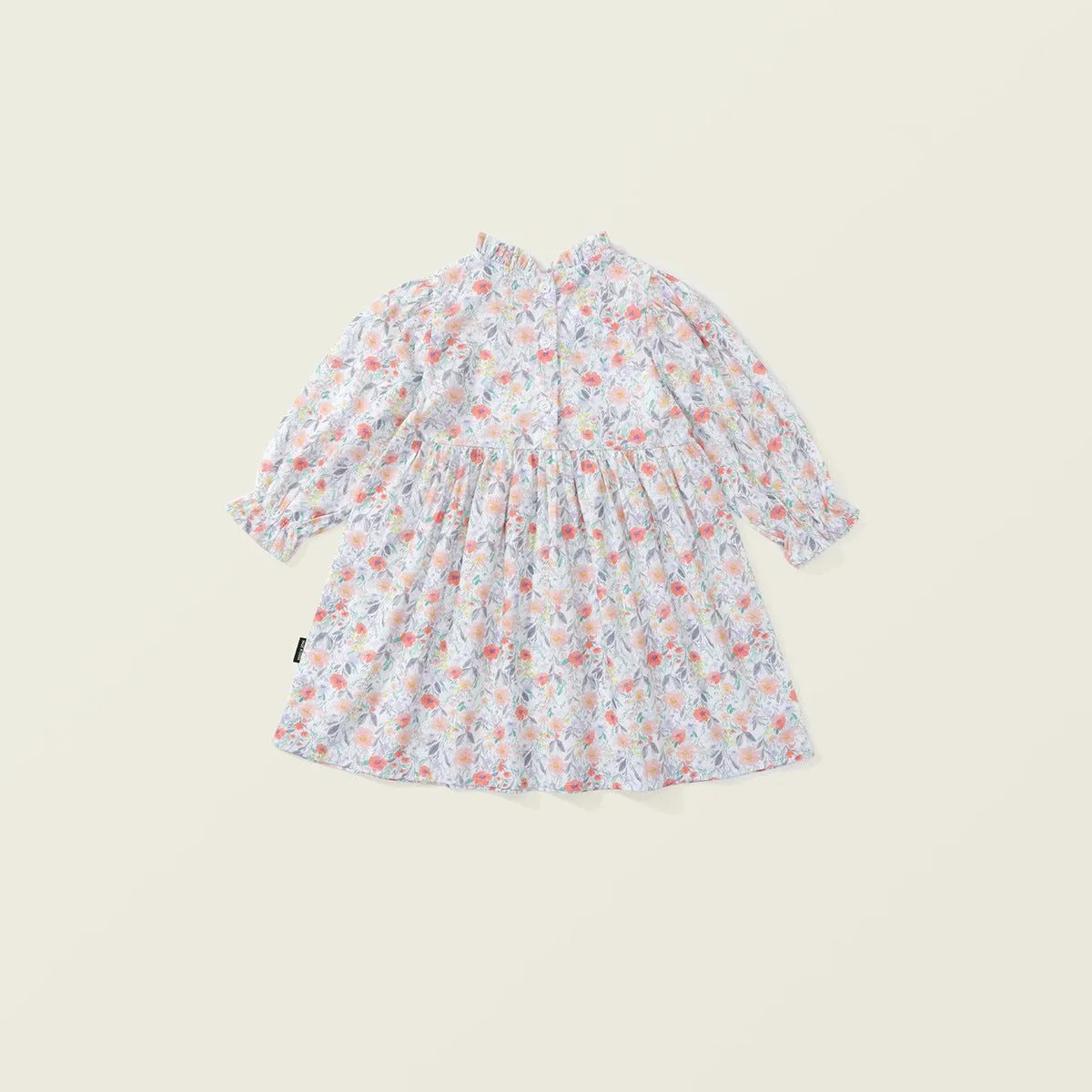Girls’ Floral Cotton Dress | Vintage Puff Sleeve Charm