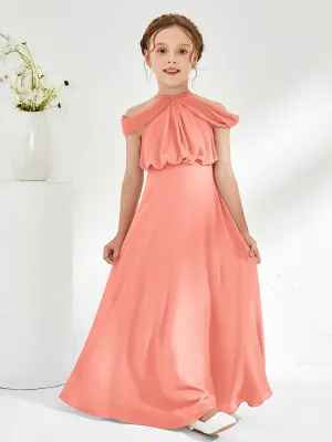 Halter Off-the-shoulder Junior Bridesmaid Dress Sunset