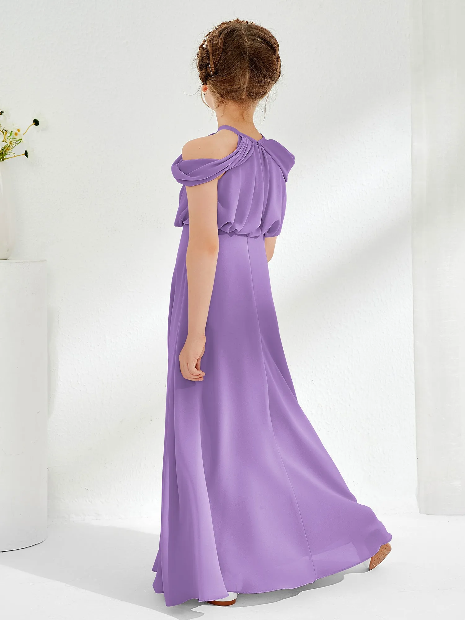 Halter Off-the-shoulder Junior Bridesmaid Dress Tahiti