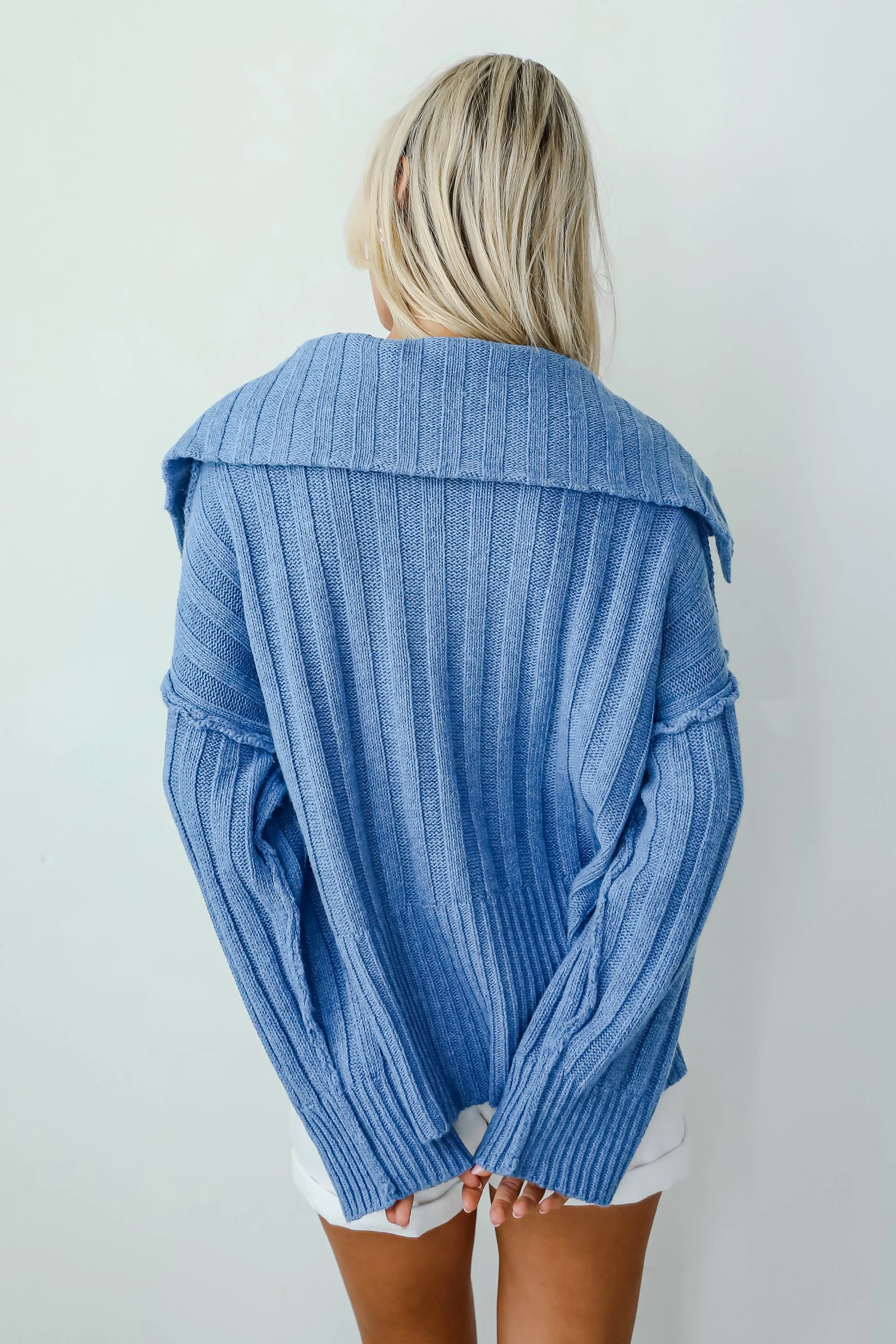 Happy Aesthetic Blue Collared Sweater