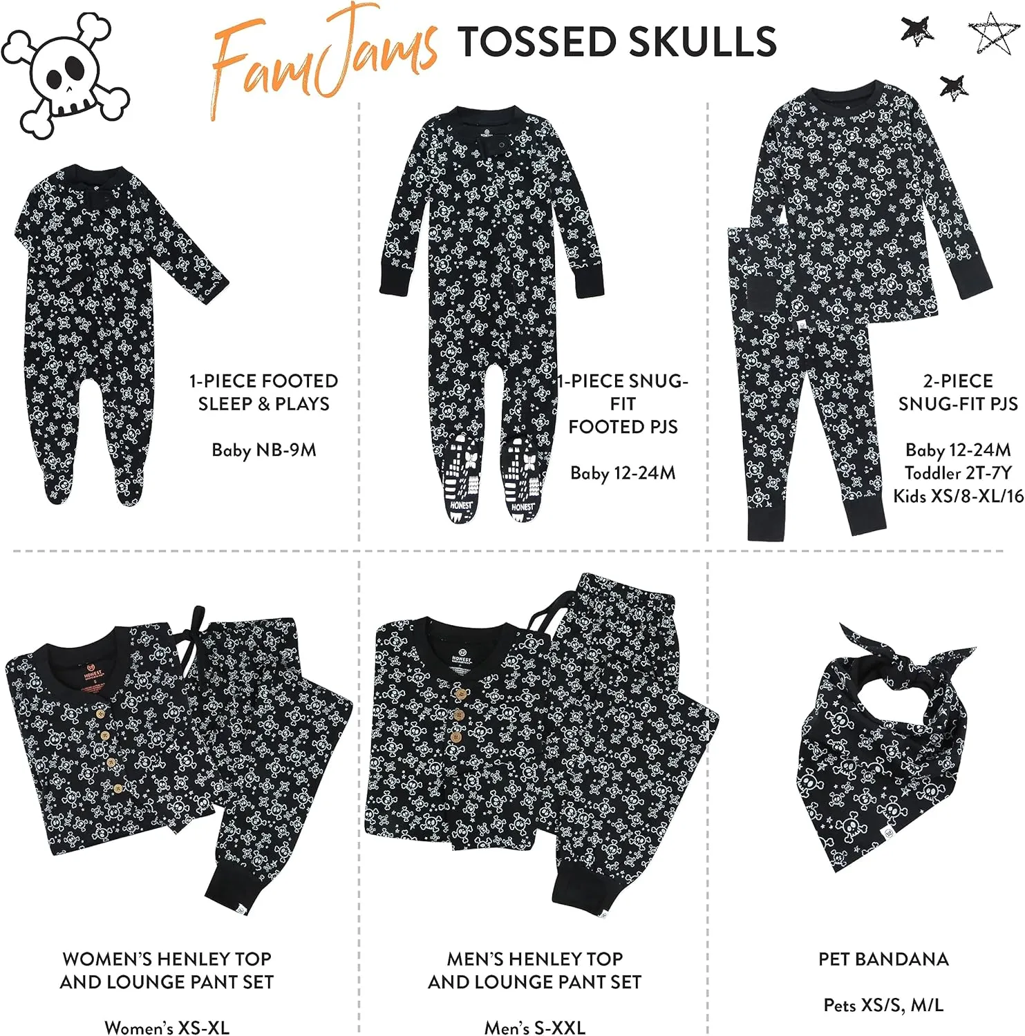 HonestBaby Family Matching Holiday Pajamas Organic Cotton for Men, Women, Kids, Toddlers, Baby Boys, Girls, Unisex Pets